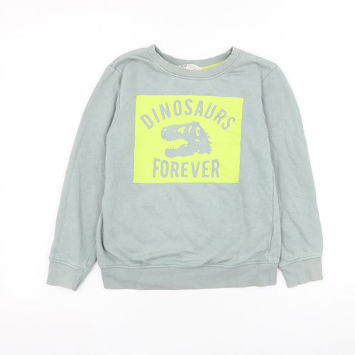 H&M Boys Grey Cotton Pullover Sweatshirt Size 9-10 Years Pullover - Dinosaurs Forever