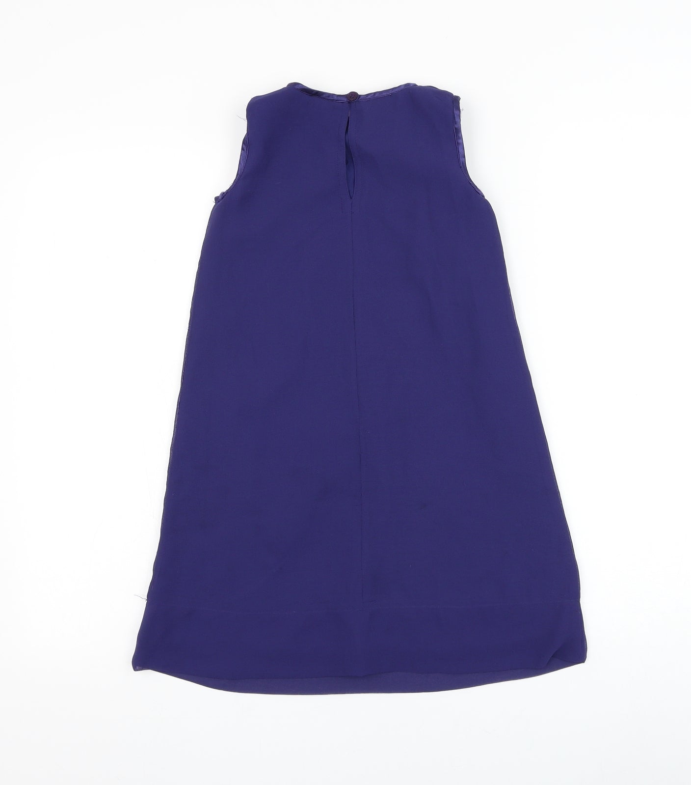 Ladybird Girls Blue Polyester Shift Size 5-6 Years Round Neck Button - Flower