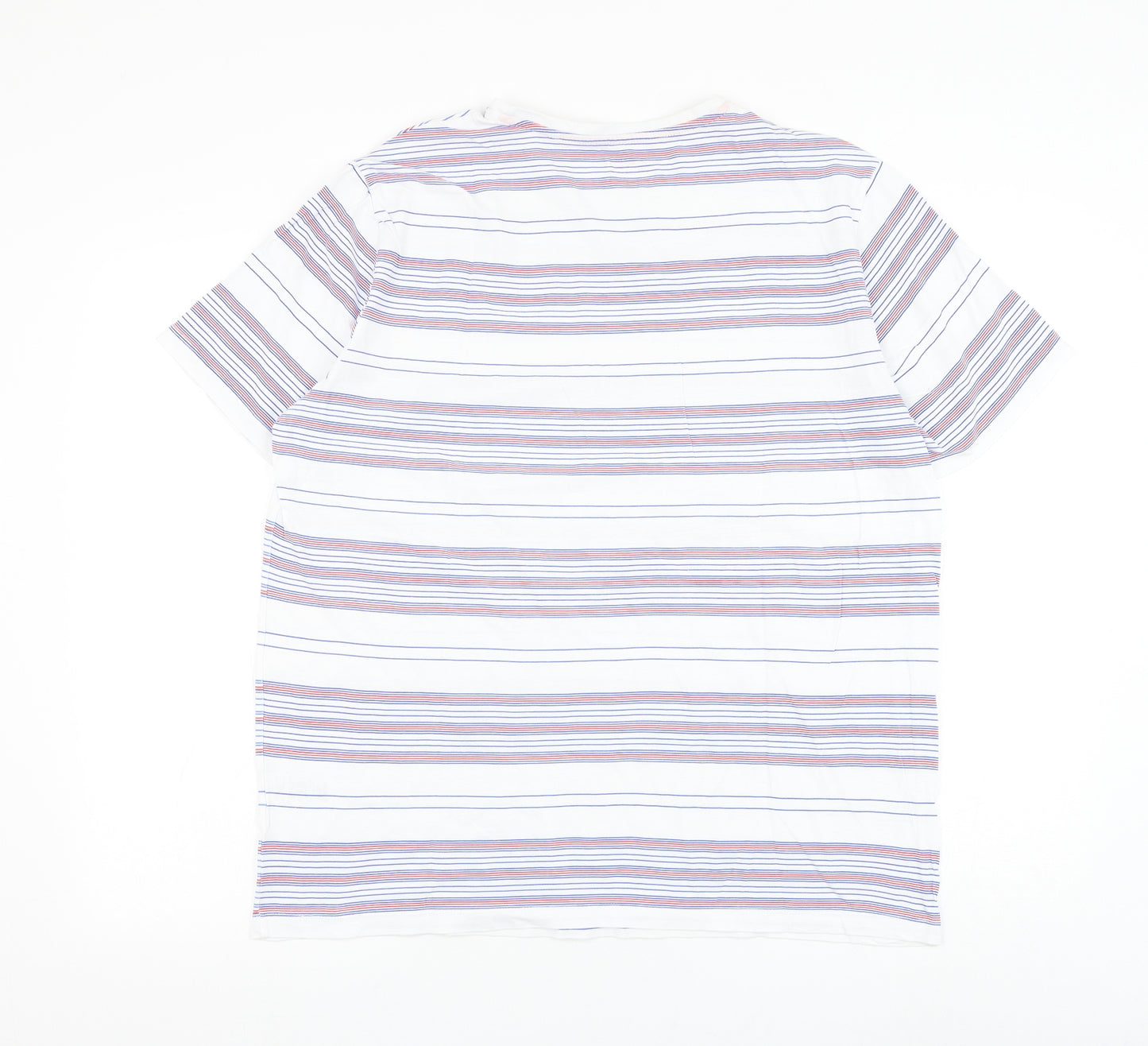 Matalan Mens White Striped Cotton T-Shirt Size L Round Neck