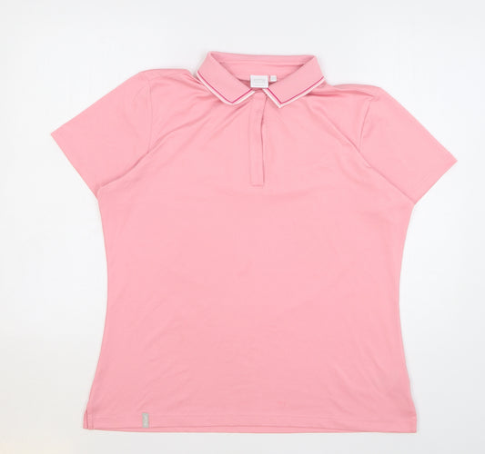 Ping Womens Pink Polyester Basic Polo Size 16 Collared Button