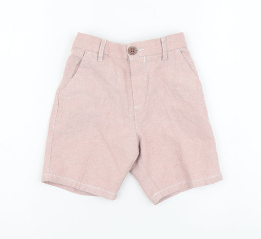 NEXT Boys Pink Cotton Chino Shorts Size 6 Years Regular Zip - Button