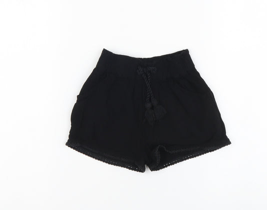 NEXT Girls Black Viscose Bermuda Shorts Size 3 Years Regular Buckle
