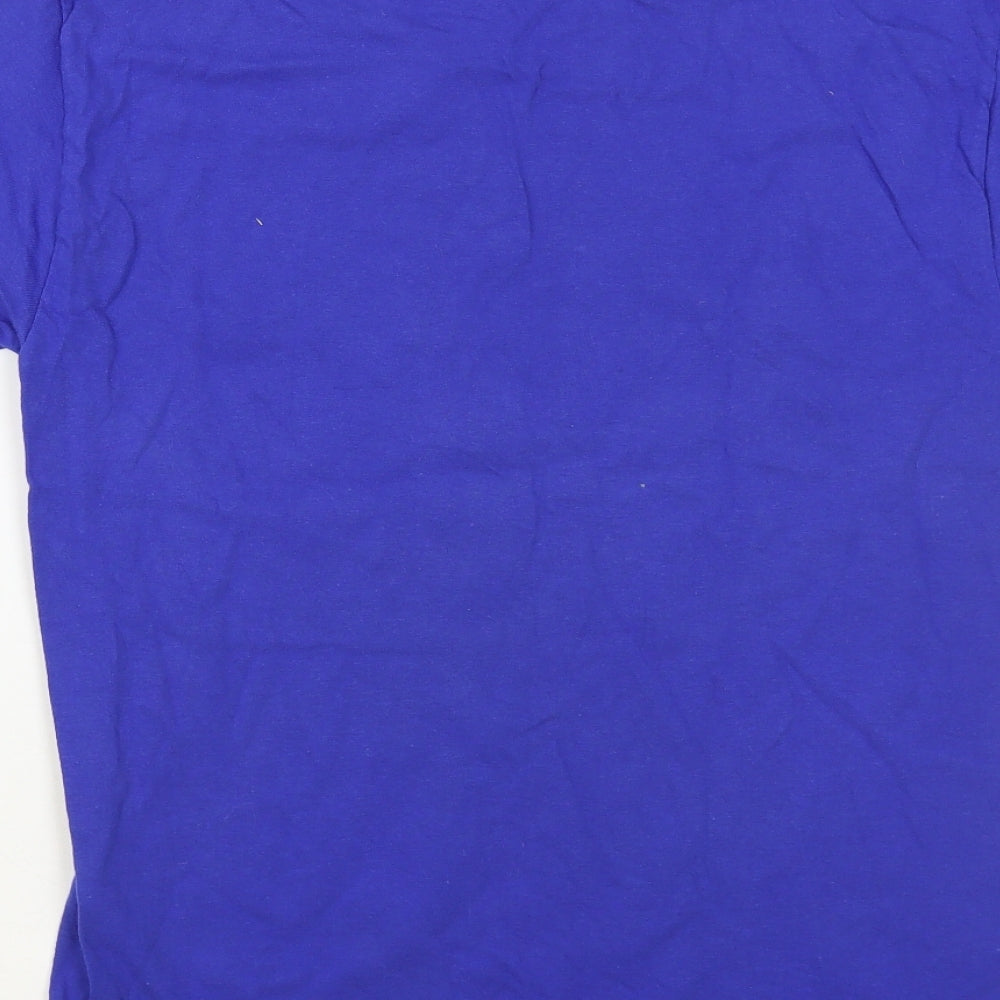 Hanes Womens Blue Cotton Basic T-Shirt Size S Crew Neck - Your Mum