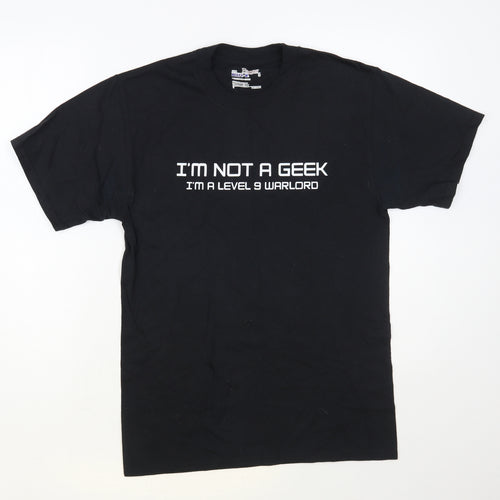 Hanes Mens Black Cotton T-Shirt Size S Crew Neck - I'm Not A Geek