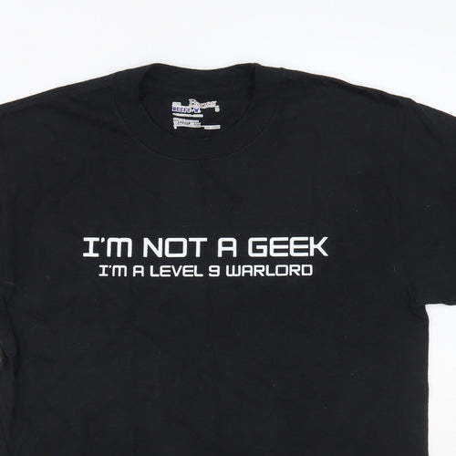 Hanes Mens Black Cotton T-Shirt Size S Crew Neck - I'm Not A Geek