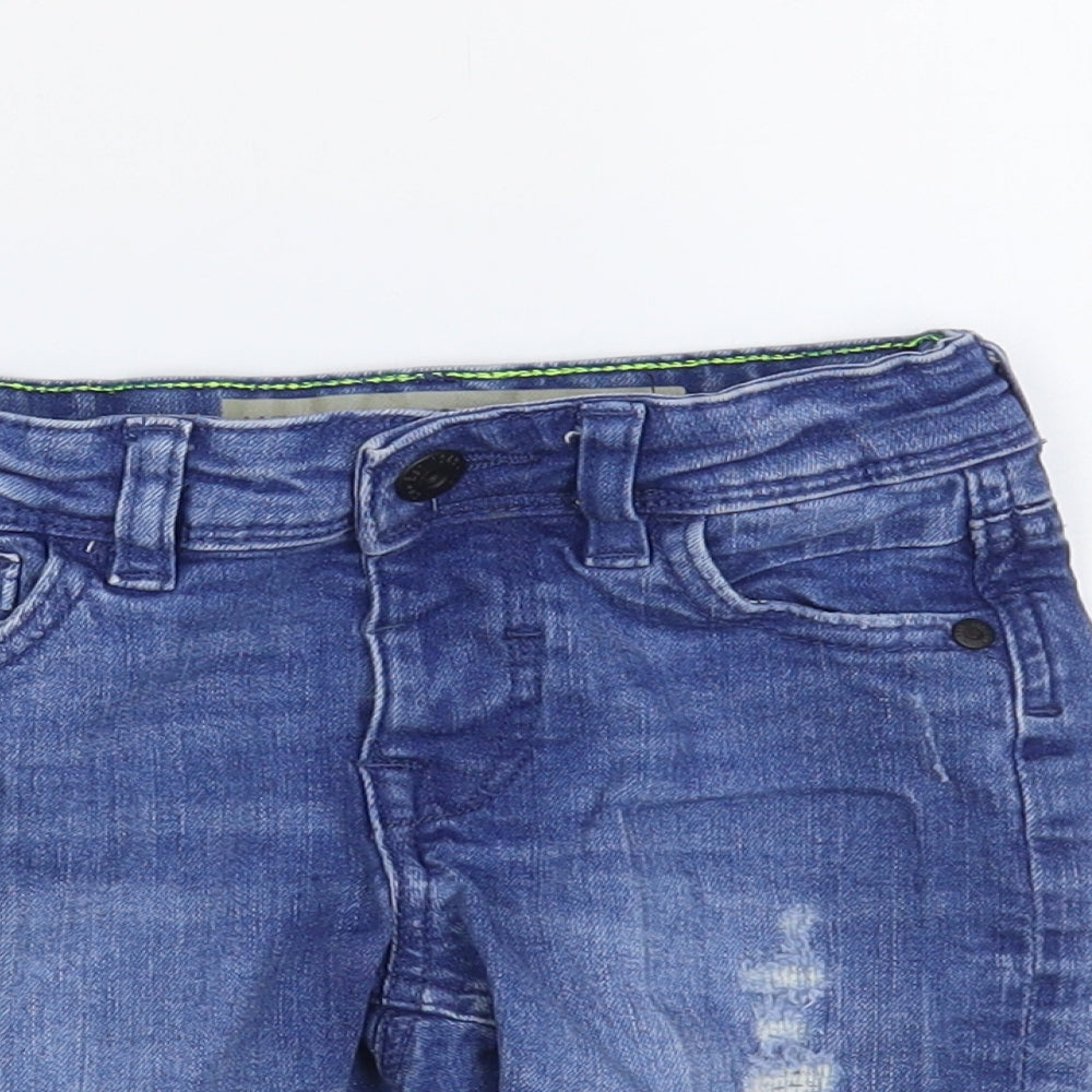 Denim & Co. Boys Blue Cotton Chino Shorts Size 2-3 Years Regular Snap