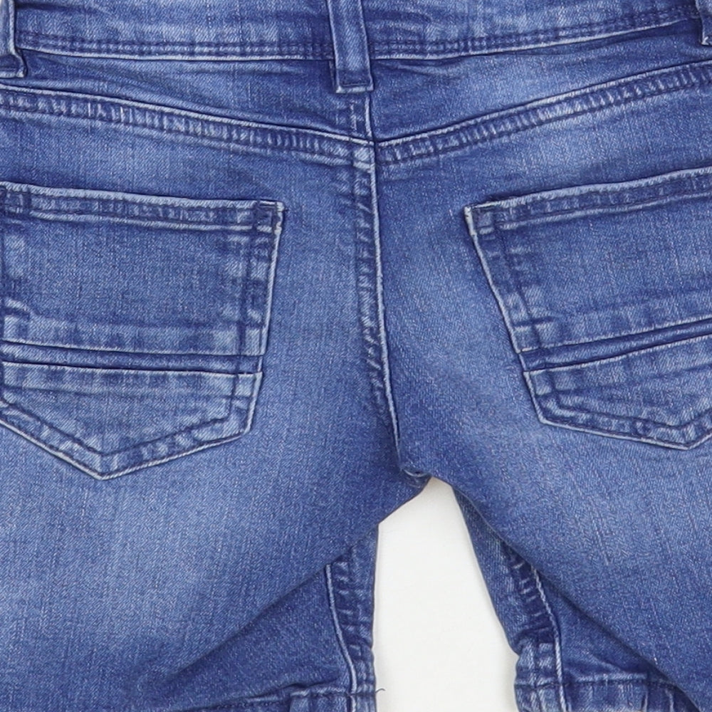 Denim & Co. Boys Blue Cotton Chino Shorts Size 2-3 Years Regular Snap