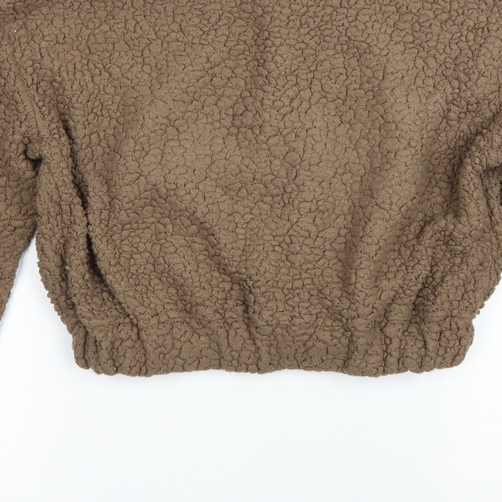 Zaful Womens Brown Polyester Pullover Sweatshirt Size M Zip