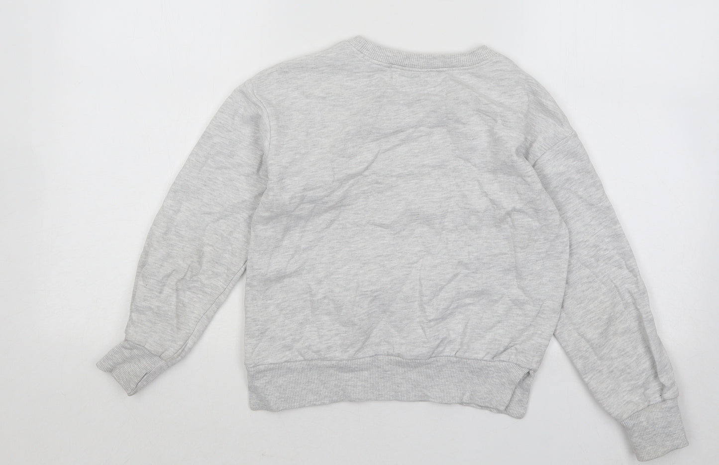 Leigh Tucker Girls Grey Cotton Pullover Sweatshirt Size 7-8 Years Pullover - Shine