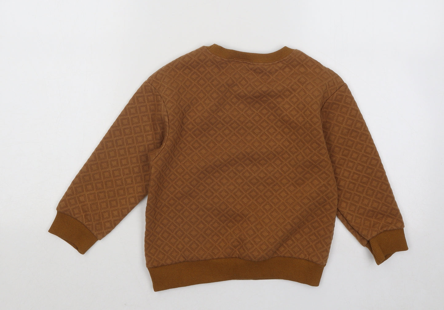 SheIn Boys Brown Geometric Cotton Pullover Sweatshirt Size 5-6 Years Pullover