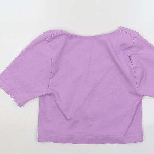 Primark Womens Purple Nylon Cropped T-Shirt Size 18 Scoop Neck Pullover