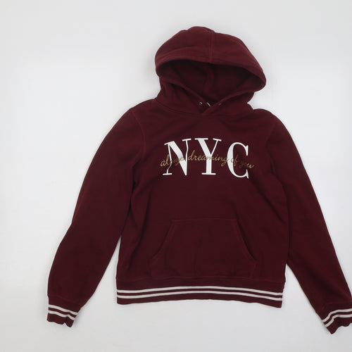 H&M Girls Red Cotton Pullover Hoodie Size 11-12 Years Pullover - New York City
