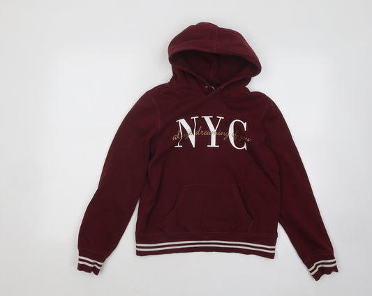H&M Girls Red Cotton Pullover Hoodie Size 11-12 Years Pullover - New York City