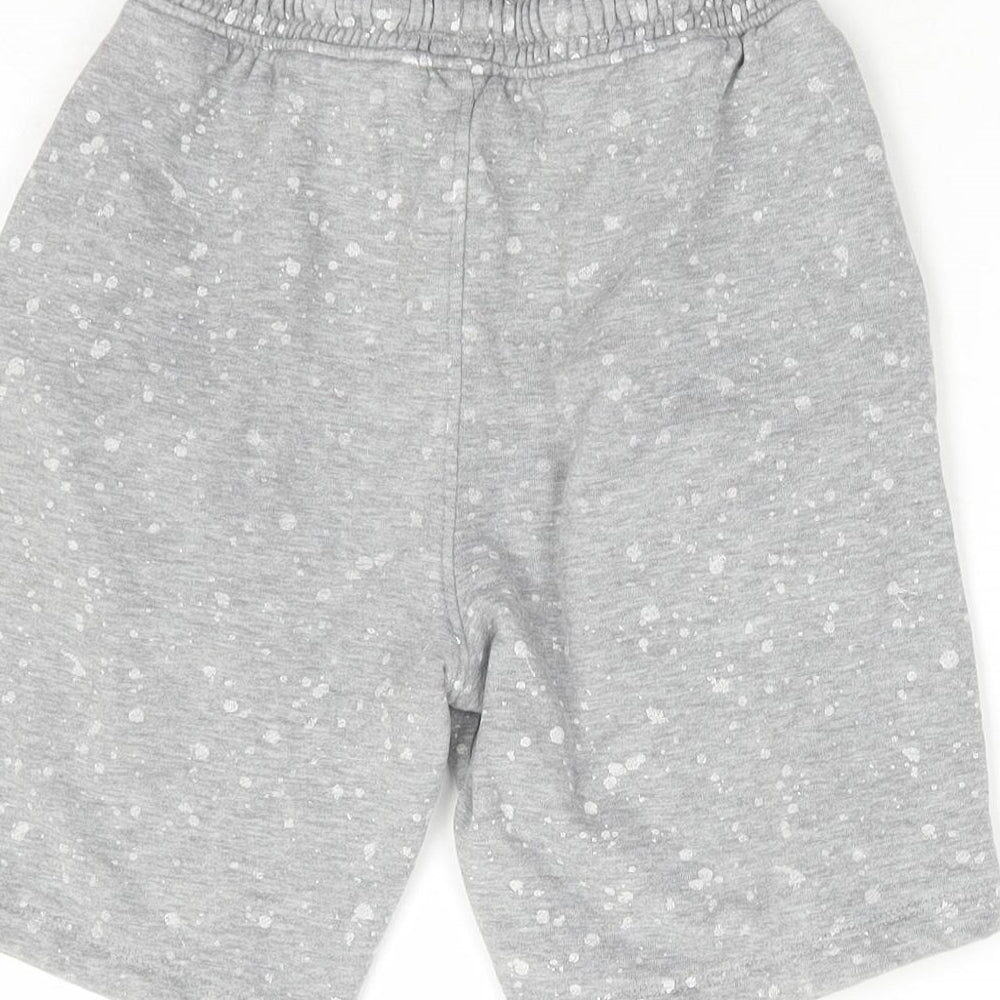 NEXT Boys Grey Geometric Cotton Sweat Shorts Size 10 Years Regular Drawstring