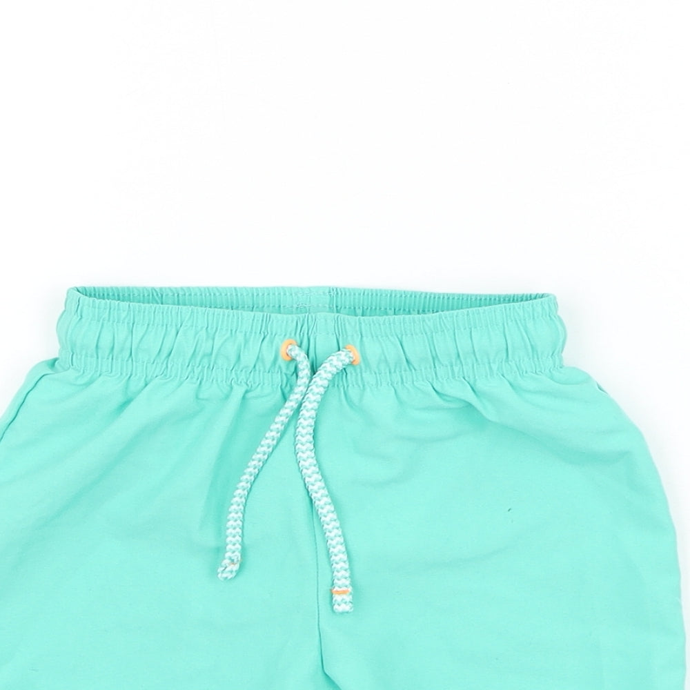 F&F Boys Green Polyester Sweat Shorts Size 2-3 Years Regular Drawstring - Swimwear