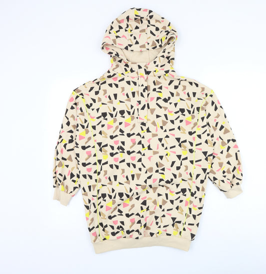 NEXT Girls Beige Geometric Cotton Pullover Hoodie Size 10 Years Pullover
