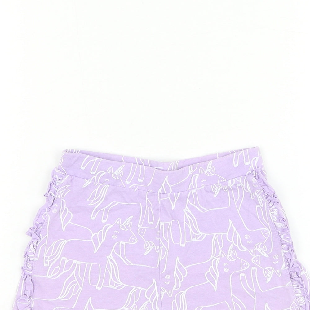 George Girls Purple Geometric Cotton Culotte Shorts Size 4-5 Years Regular - Unicorn