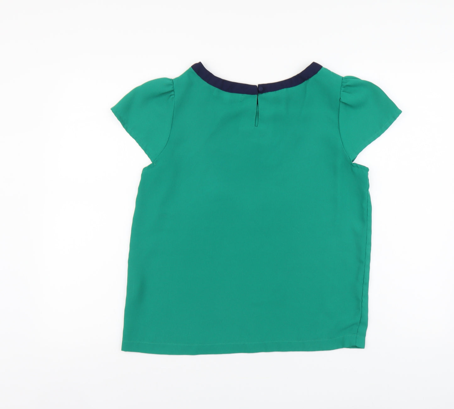 Dickins & Jones Womens Green Polyester Basic Blouse Size 10 Round Neck