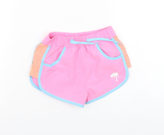 Dunnes Stores Girls Pink Polyester Sweat Shorts Size 4-5 Years Regular Drawstring