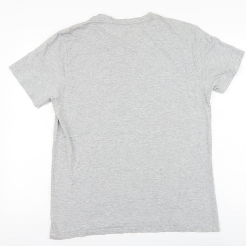 US Athletic Mens Grey Cotton T-Shirt Size L Round Neck