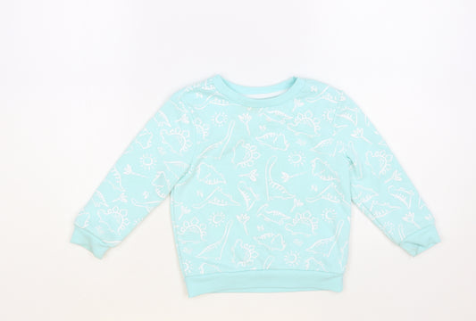 Primark Girls Blue Geometric Cotton Pullover Sweatshirt Size 2-3 Years Pullover - Dinosaur Print