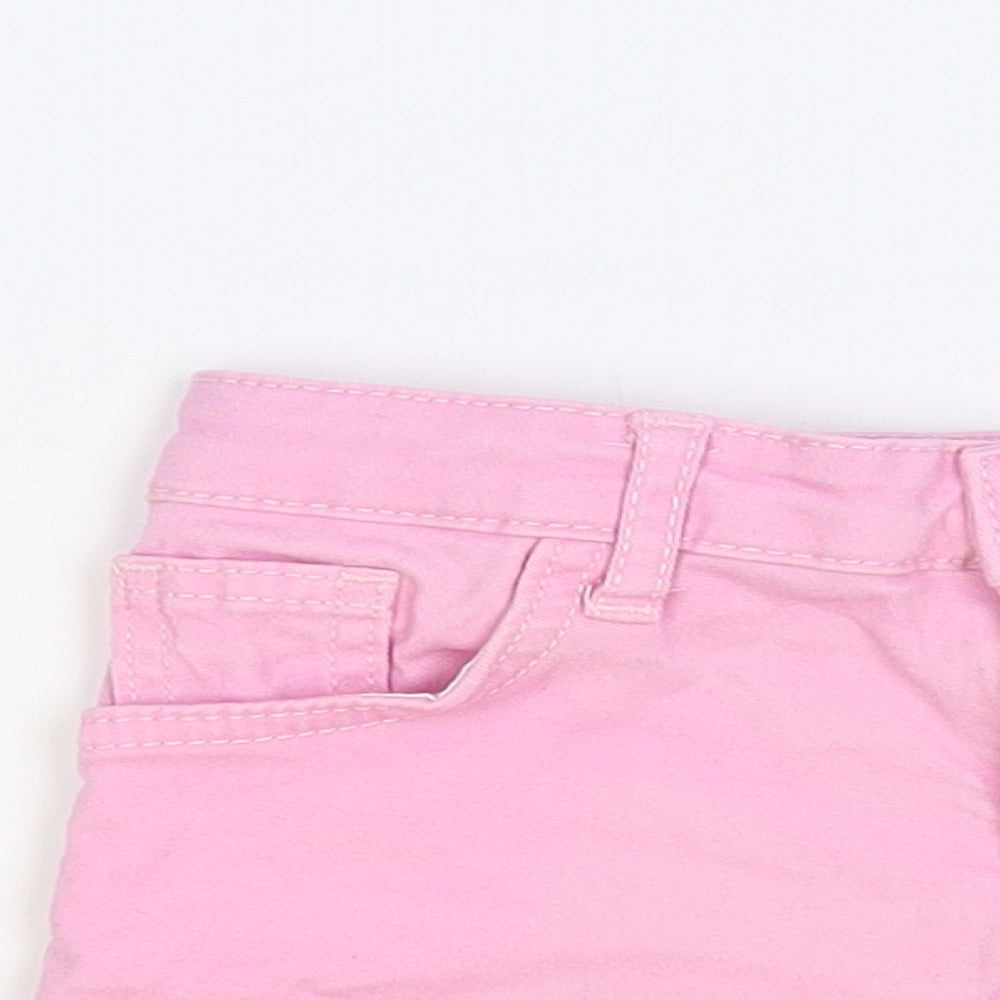 Denim & Co. Girls Pink Cotton Hot Pants Shorts Size 5-6 Years Regular Buckle