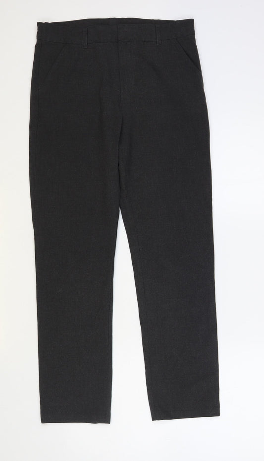 F&F Boys Grey Polyester Dress Pants Trousers Size 13-14 Years Regular Hook & Eye - Schoolwear