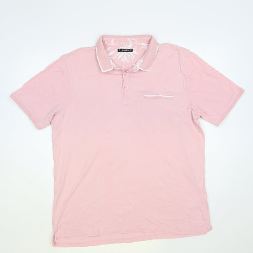 Dunnes Stores Mens Pink Cotton Polo Size XL Collared Button