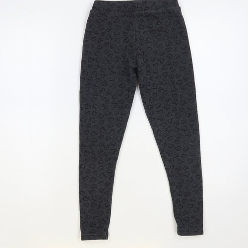 Primark Girls Grey Geometric Polyester Jogger Trousers Size 9-10 Years Regular Pullover - Heart Pattern