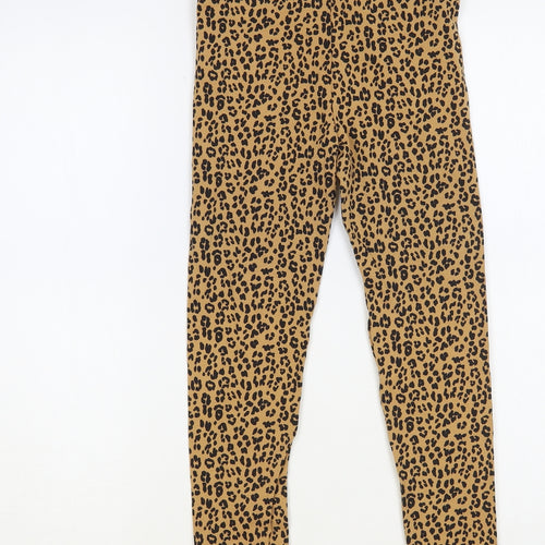 George Girls Beige Animal Print Cotton Jogger Trousers Size 9-10 Years Regular Pullover - Leopard Print