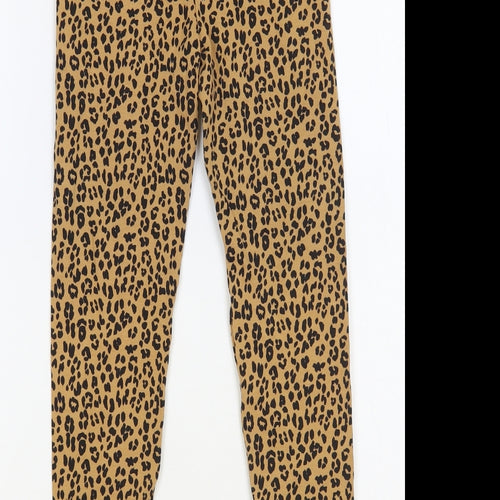 George Girls Beige Animal Print Cotton Jogger Trousers Size 9-10 Years Regular Pullover - Leopard Print
