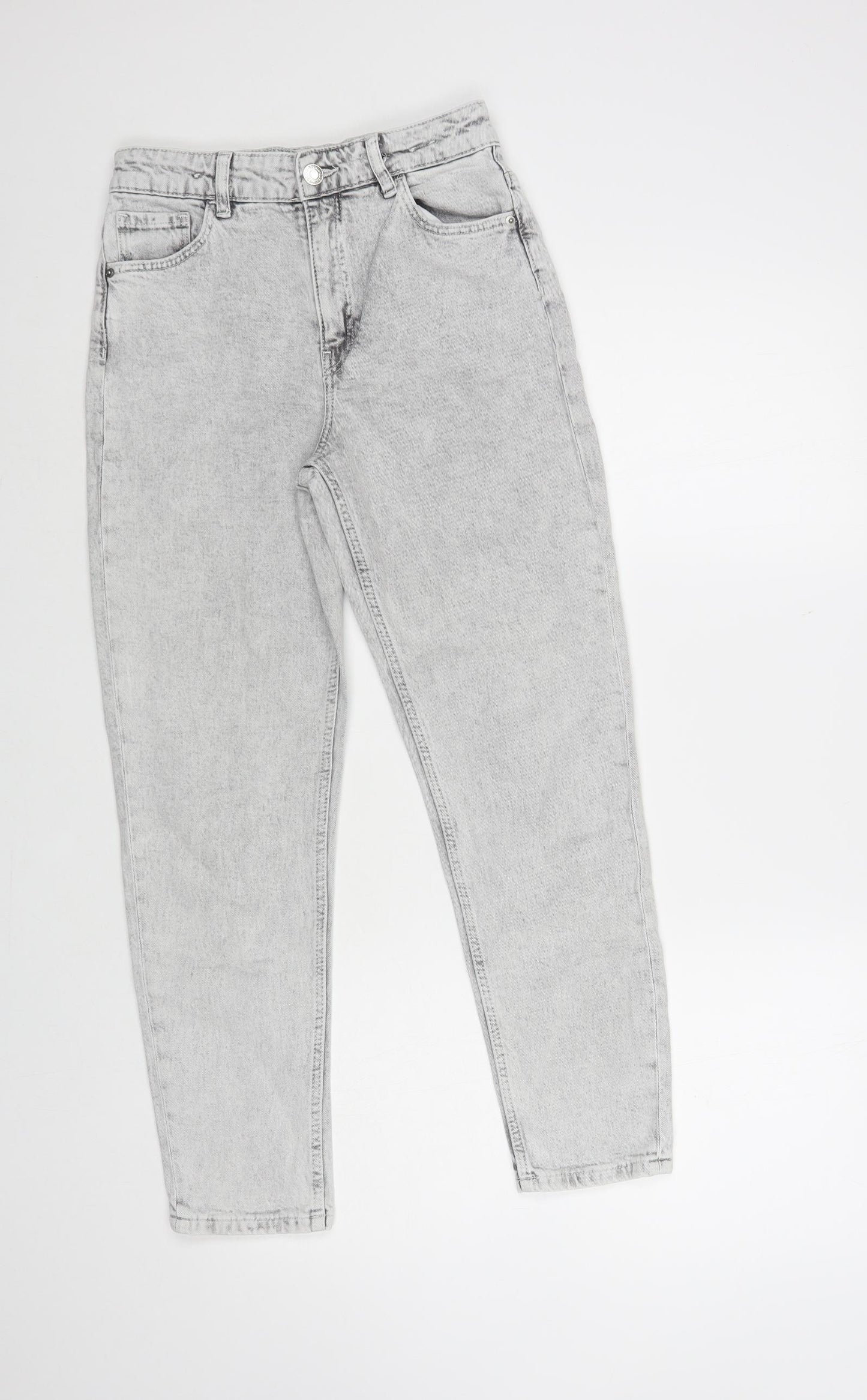 H&M Girls Grey Cotton Boyfriend Jeans Size 10-11 Years Regular Button