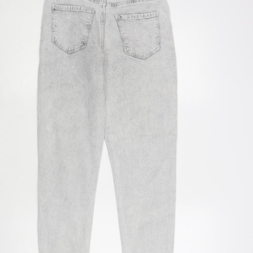H&M Girls Grey Cotton Boyfriend Jeans Size 10-11 Years Regular Button