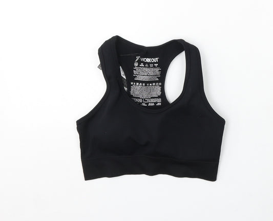 Workout Womens Black Polyester Cropped Tank Size 6 Round Neck - Sports bra
