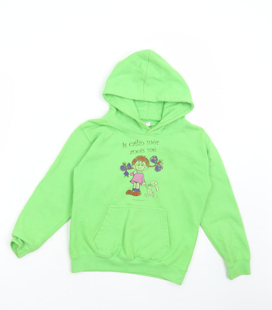 Just Hoods Girls Green Cotton Pullover Hoodie Size 7-8 Years Pullover