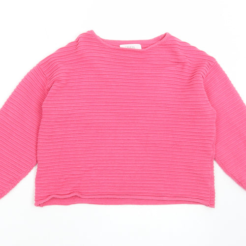 Zara Girls Pink Round Neck Viscose Pullover Jumper Size 9-10 Years Pullover - Ribbed