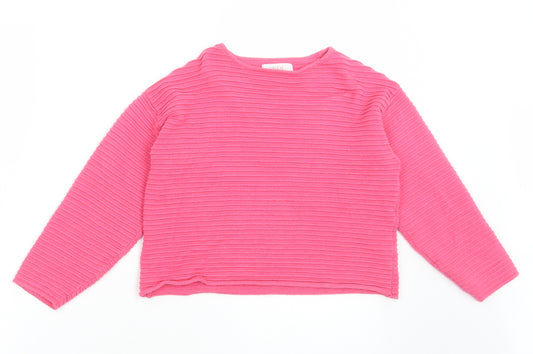 Zara Girls Pink Round Neck Viscose Pullover Jumper Size 9-10 Years Pullover - Ribbed