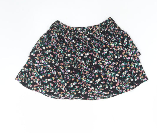 Marks and Spencer Girls Multicoloured Floral Polyester Skater Skirt Size 9-10 Years Regular Pull On