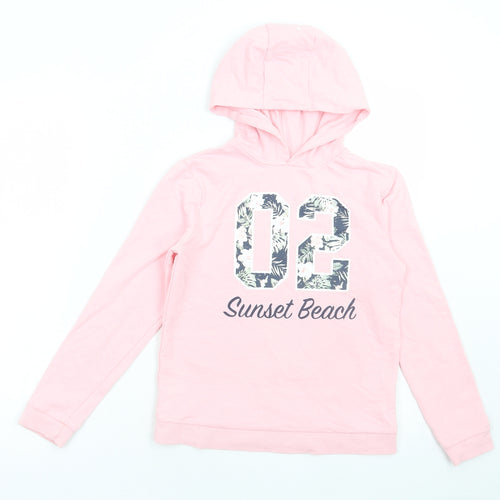 Young Dimension Girls Pink Cotton Pullover Hoodie Size 10-11 Years Pullover - Sunset beach