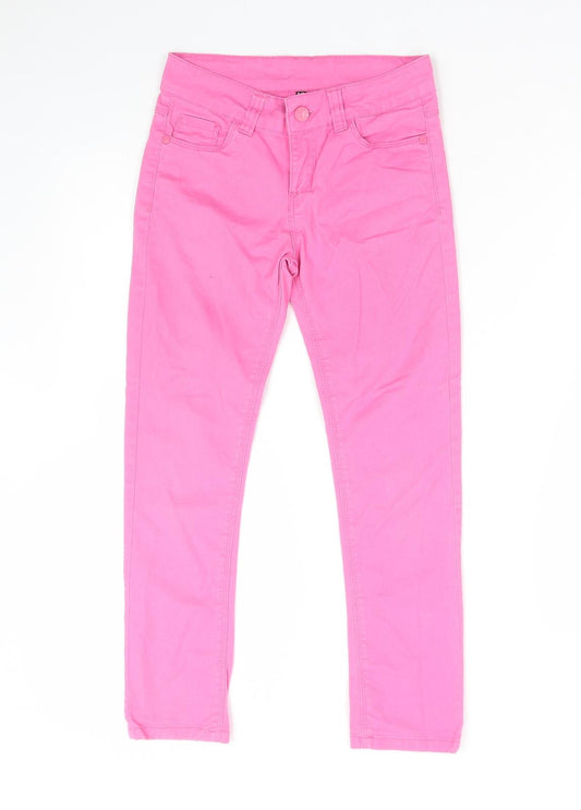 Denim & Co. Girls Pink Cotton Jegging Jeans Size 9-10 Years Regular Zip