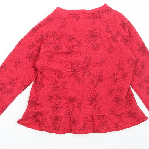 Boboli Girls Red Floral Cotton Full Zip Sweatshirt Size 8 Years Zip