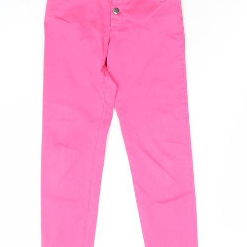 Zara Girls Pink Polyester Jogger Trousers Size 9 Months Regular Button