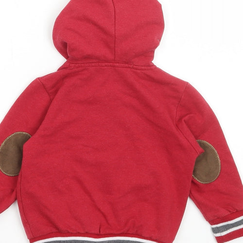 GSG ROYS Boys Red Cotton Full Zip Hoodie Size 6 Years Zip - Bear