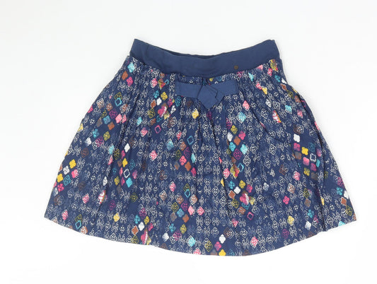 Nono Girls Multicoloured Geometric Cotton Skater Skirt Size 12 Years Regular Pull On