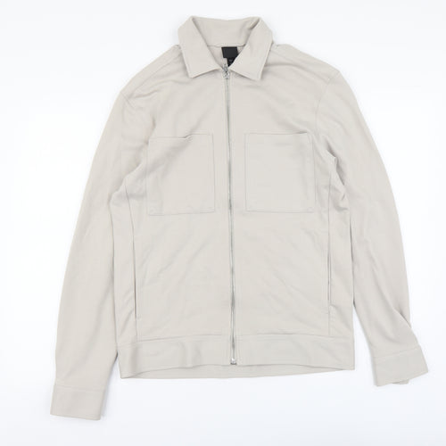 H&M Mens Beige Polyester Full Zip Sweatshirt Size S