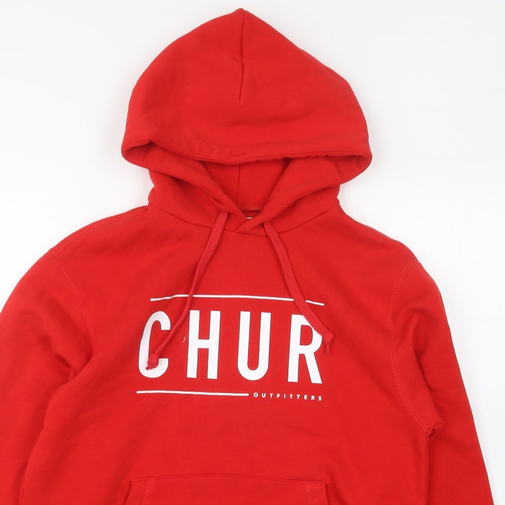 Chur Outfitters Mens Red Polyester Pullover Hoodie Size S