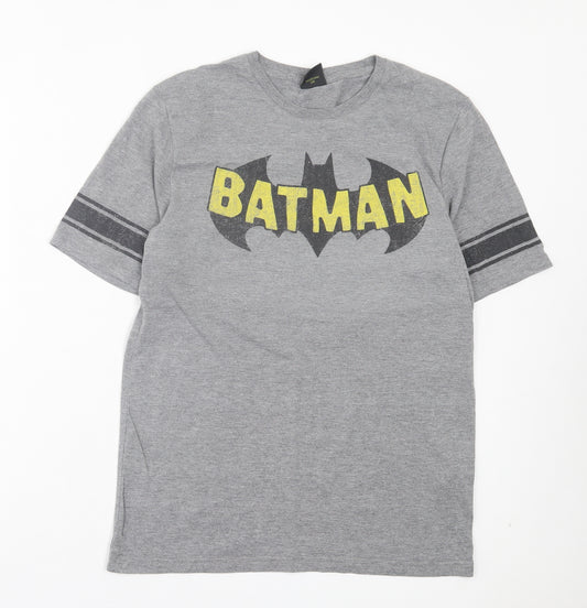 Topman Mens Grey Polyester T-Shirt Size M Crew Neck - Bat Man