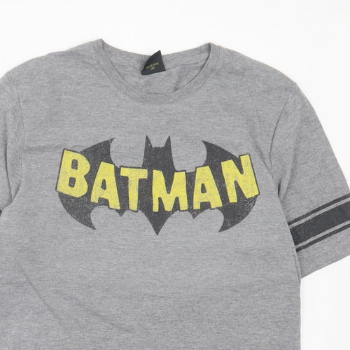 Topman Mens Grey Polyester T-Shirt Size M Crew Neck - Bat Man