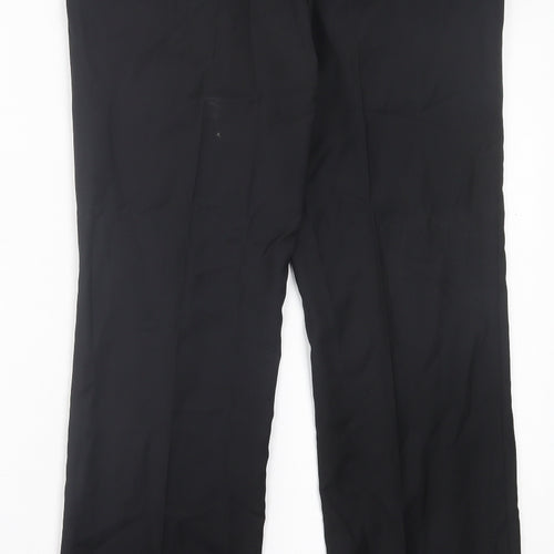 Burton Mens Black Polyester Trousers Size 30 in L31 in Slim Button