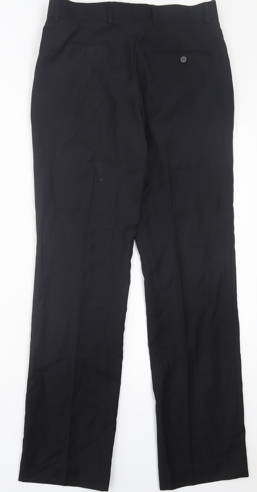 Burton Mens Black Polyester Trousers Size 30 in L31 in Slim Button